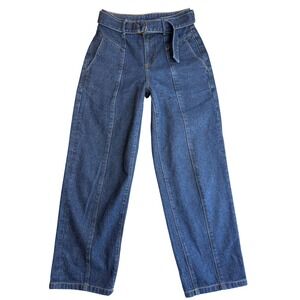 Vintage Chevignon High Waist Belted Wide Leg Jeans Womens 4 Blue 70s Retro